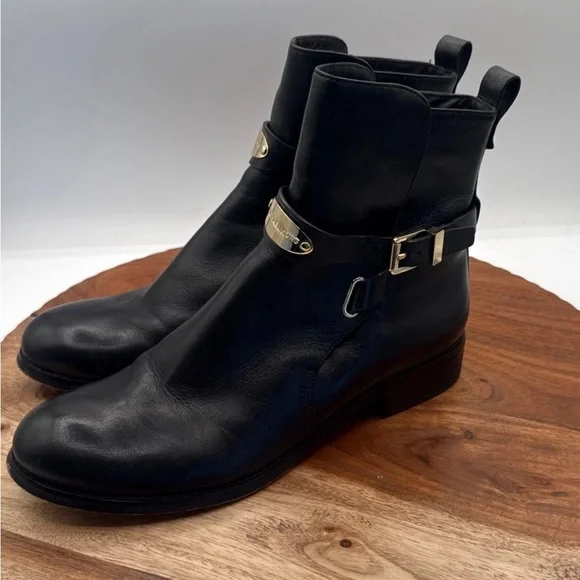 Michael Michael Kors Arley Black Leather Ankle Boots Women's Size 8.5 M - Picture 2 of 10